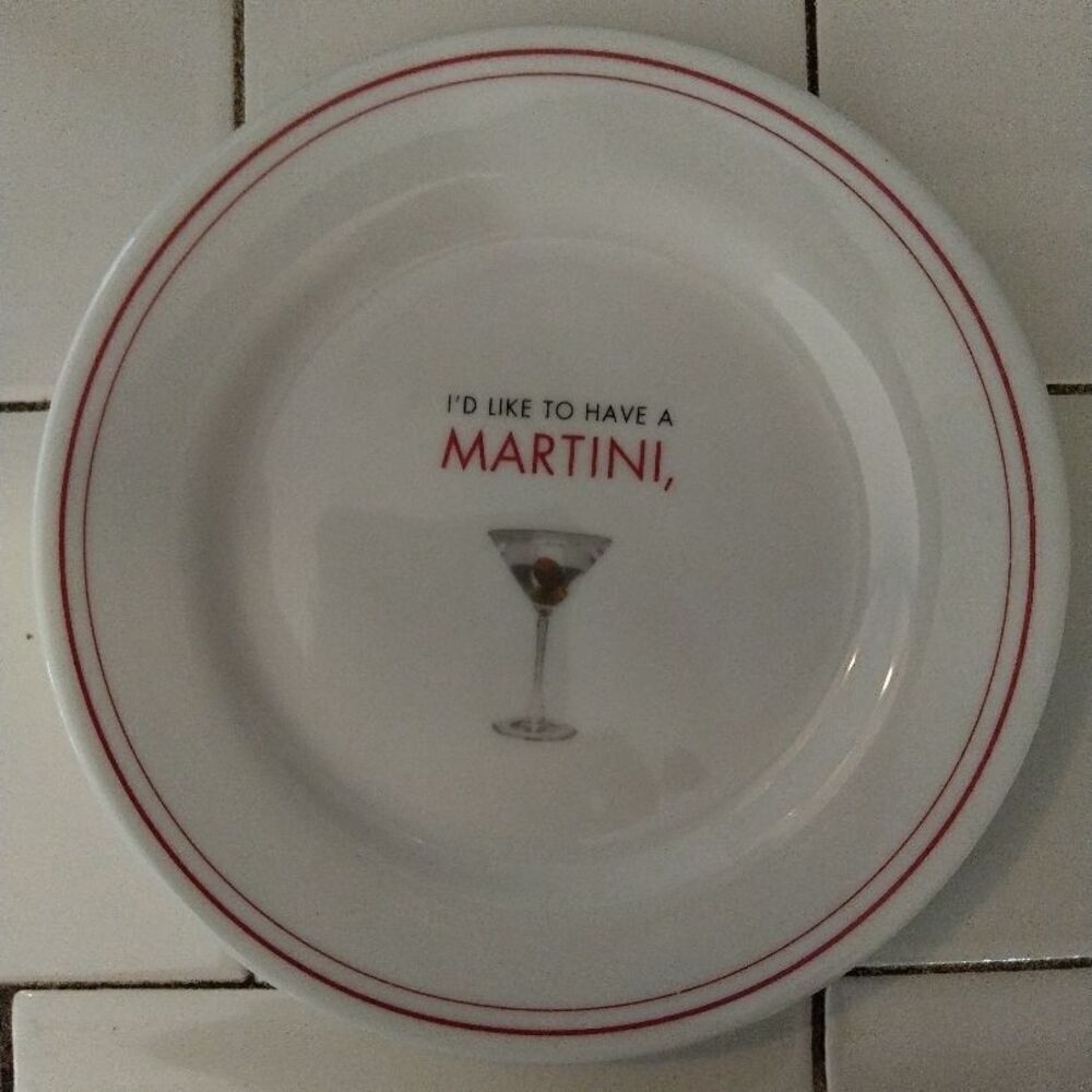 4 Vintage Restoration Hardware Dorothy Parker 7" Cocktail Plates Martini Fun